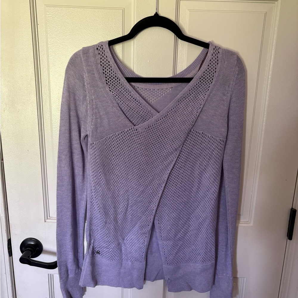 lululemon athletica Lavender Open-Knit Crossover Sweater